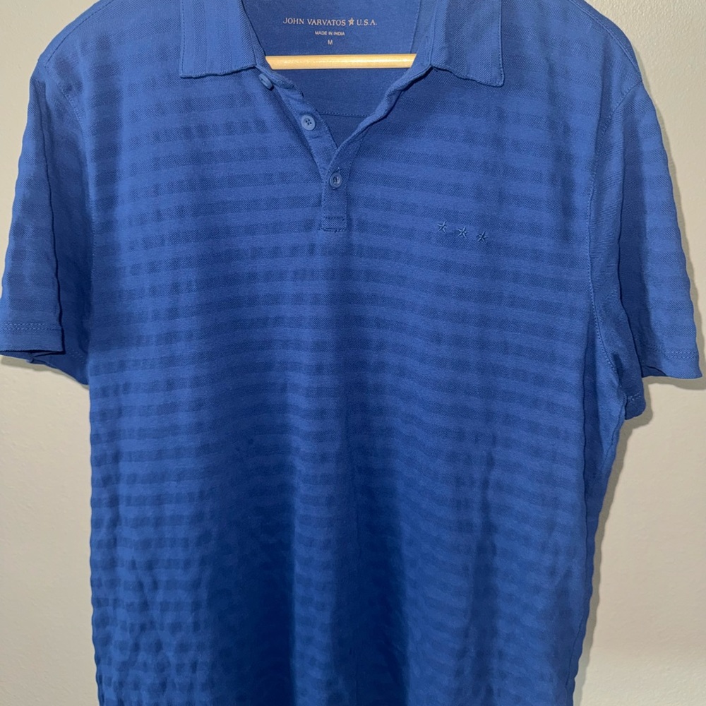 John Varvatos Rich Blue Striped Polo